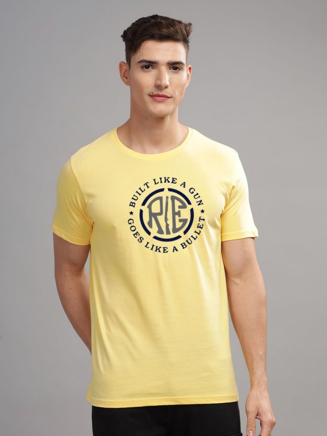 ADRO Men Typography Printed T-shirt, Yellow
