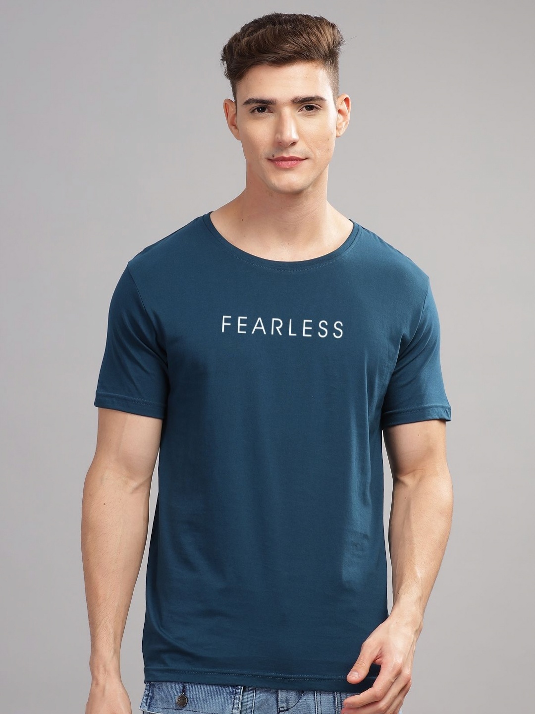 

ADRO Men Typography Printed T-shirt, Teal