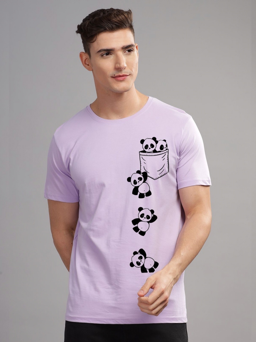 

ADRO Men Typography Printed Applique T-shirt, Purple
