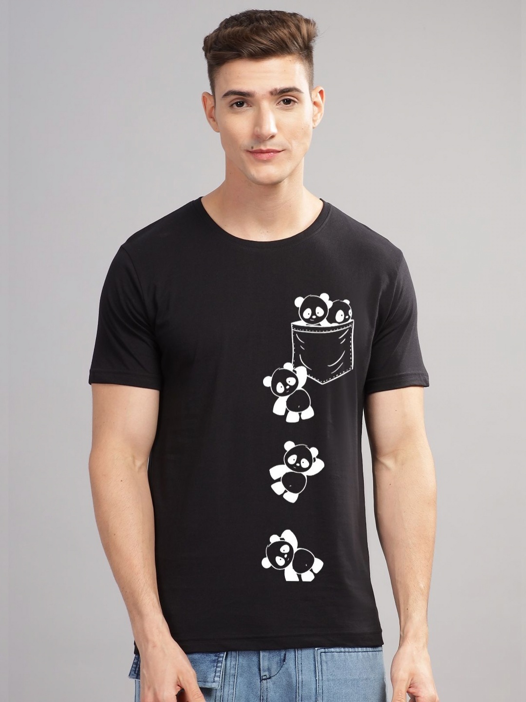 

ADRO Men Printed Pockets T-shirt, Black