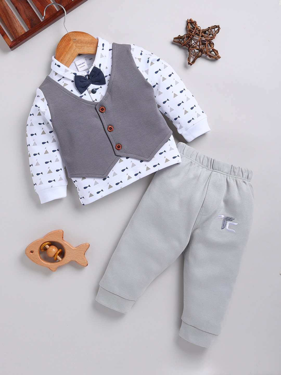 

Moms Love Infant Boys Pure Cotton T-shirt With Joggers, Grey