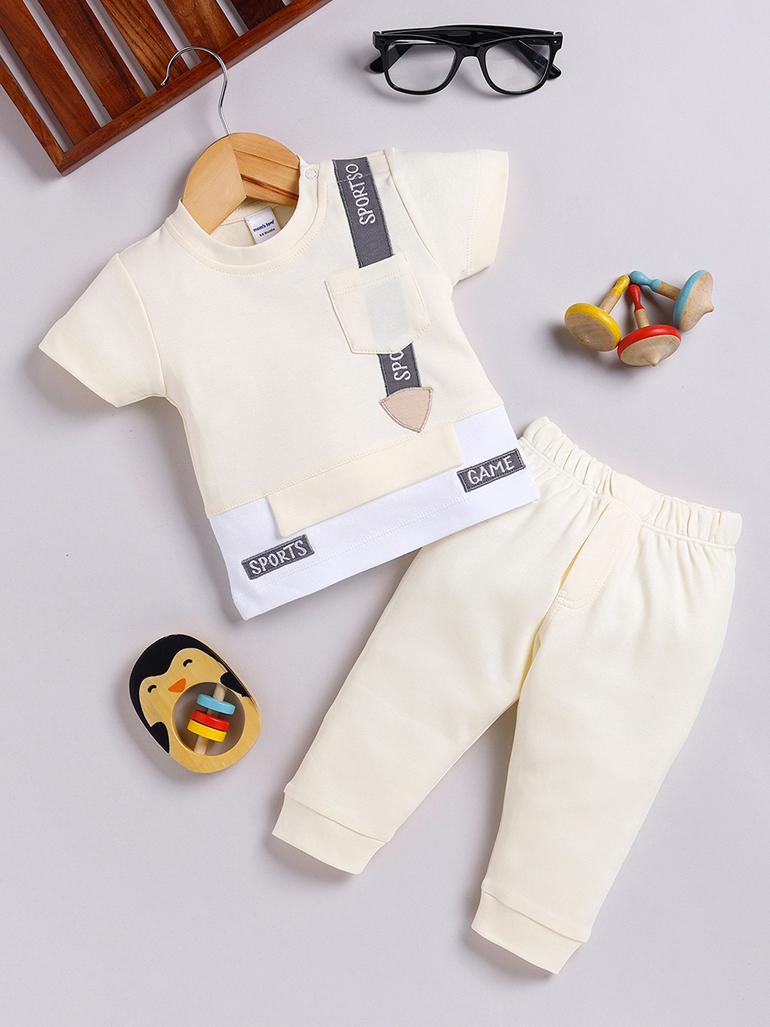 

Moms Love Infant Boys Pure Cotton T-shirt With Joggers, Yellow
