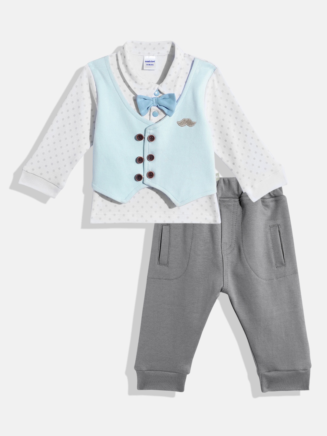 

Moms Love Infant Boys Pure Cotton T-shirt With Joggers, White