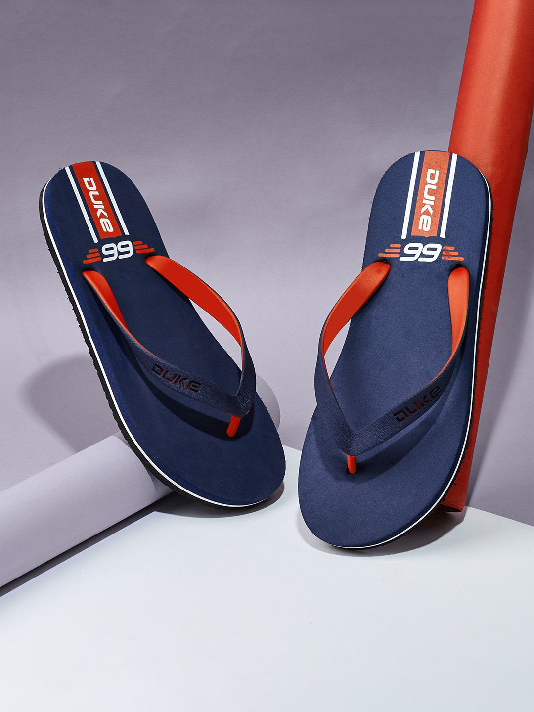 

Duke Men Printed Thong Flip-Flops, Navy blue