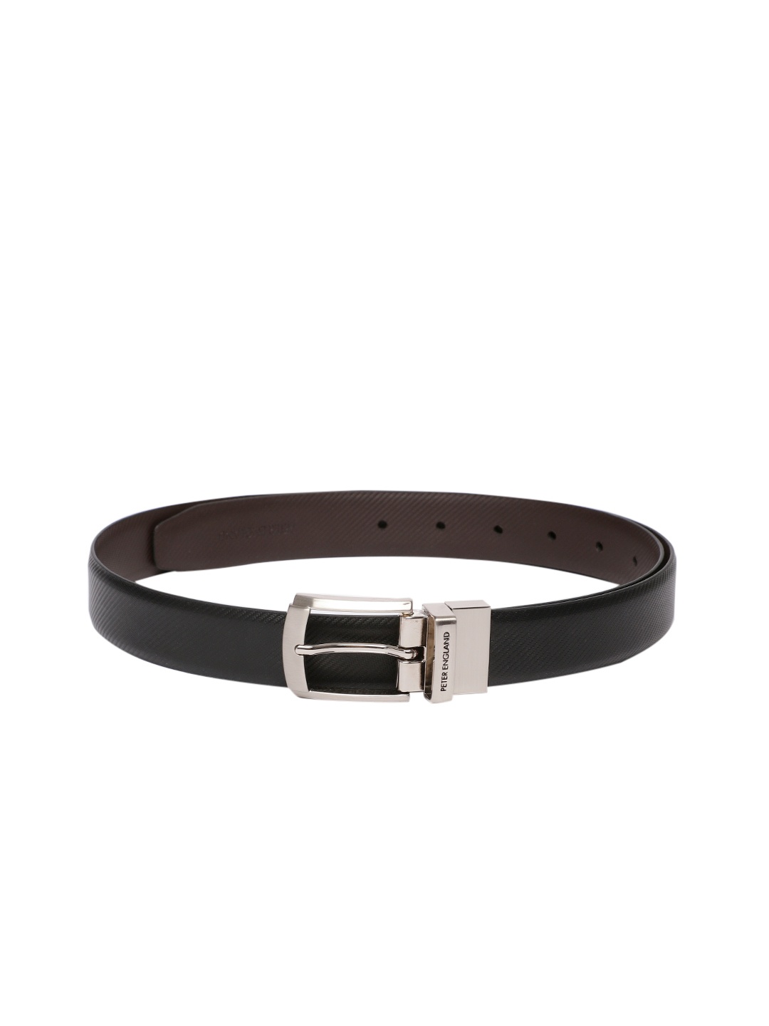 

Peter England Men Textured Leather Reversible Belt, Black