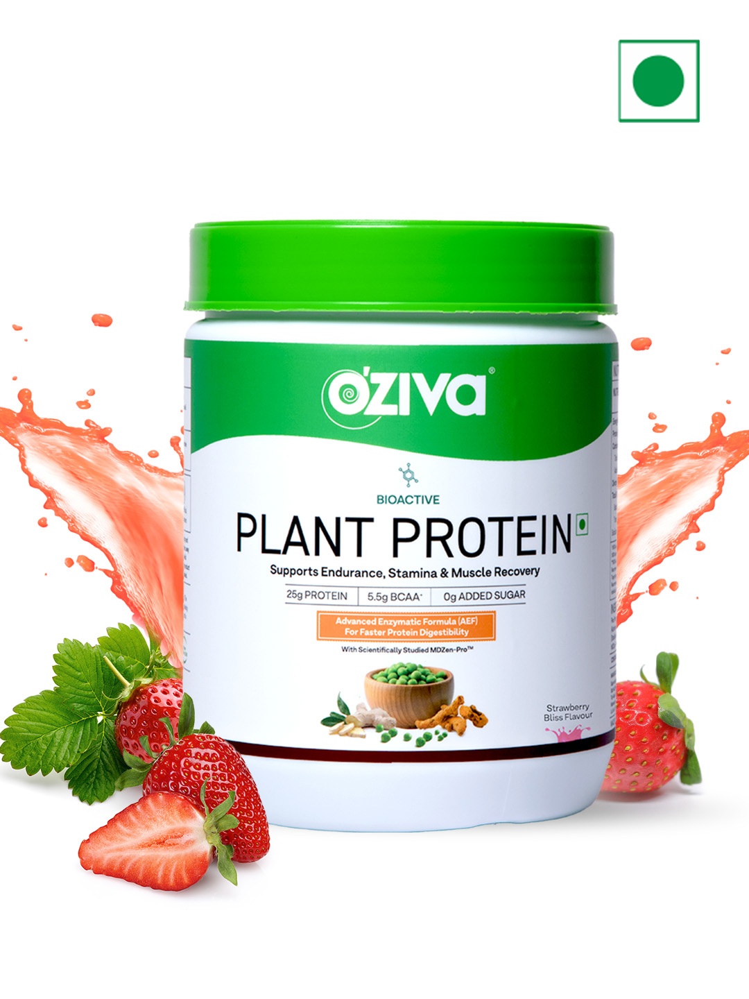 

OZiva Bioactive Plant Protein - 500g - Strawberry Bliss, Green