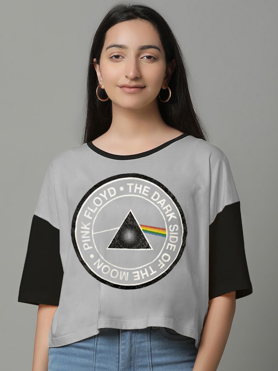 

Free Authority Pink Floyd Printed Loose Fit Pure Cotton T-Shirt, Grey