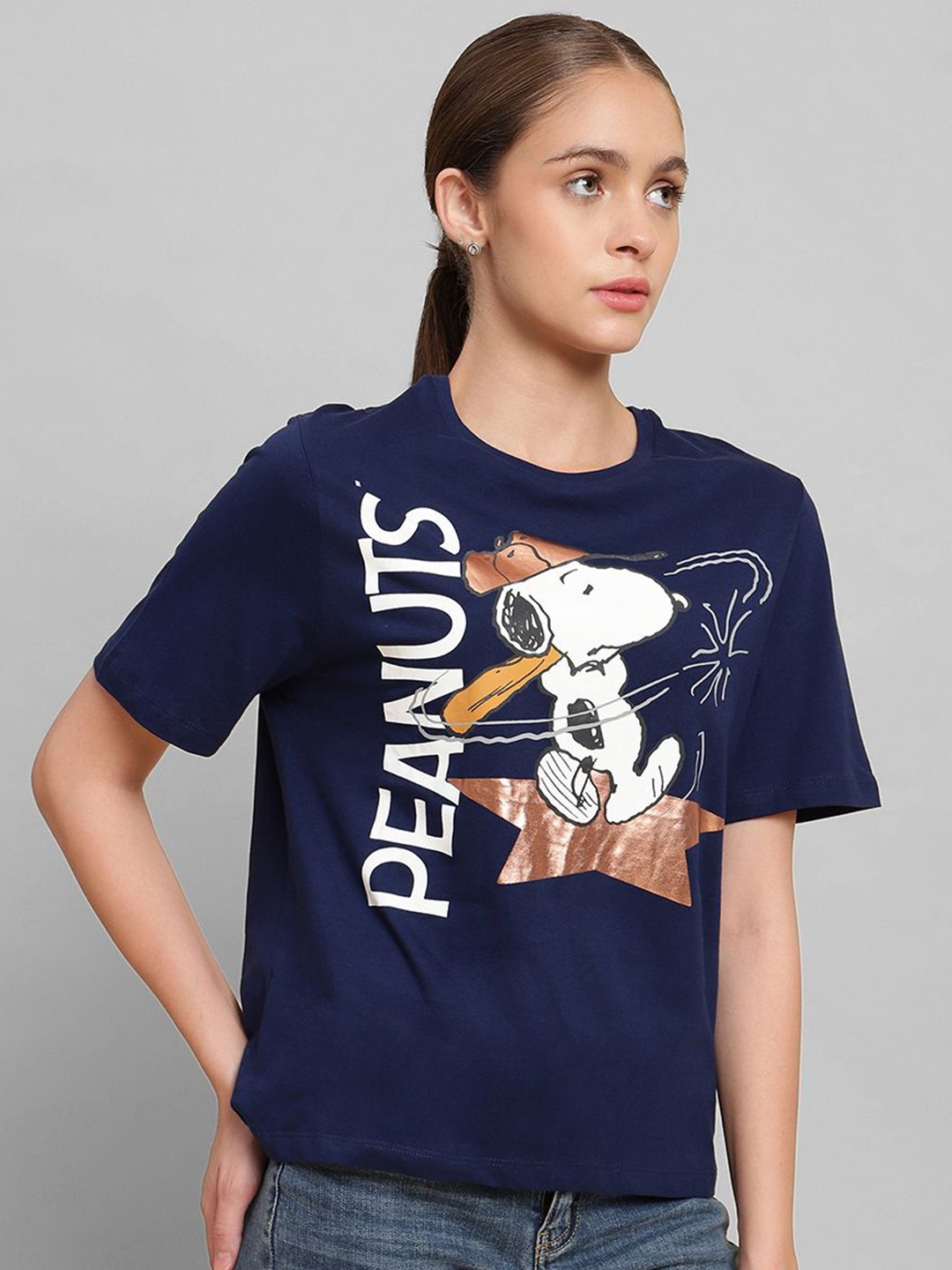 

Free Authority Peanuts Printed Pure Cotton T-Shirt, Blue