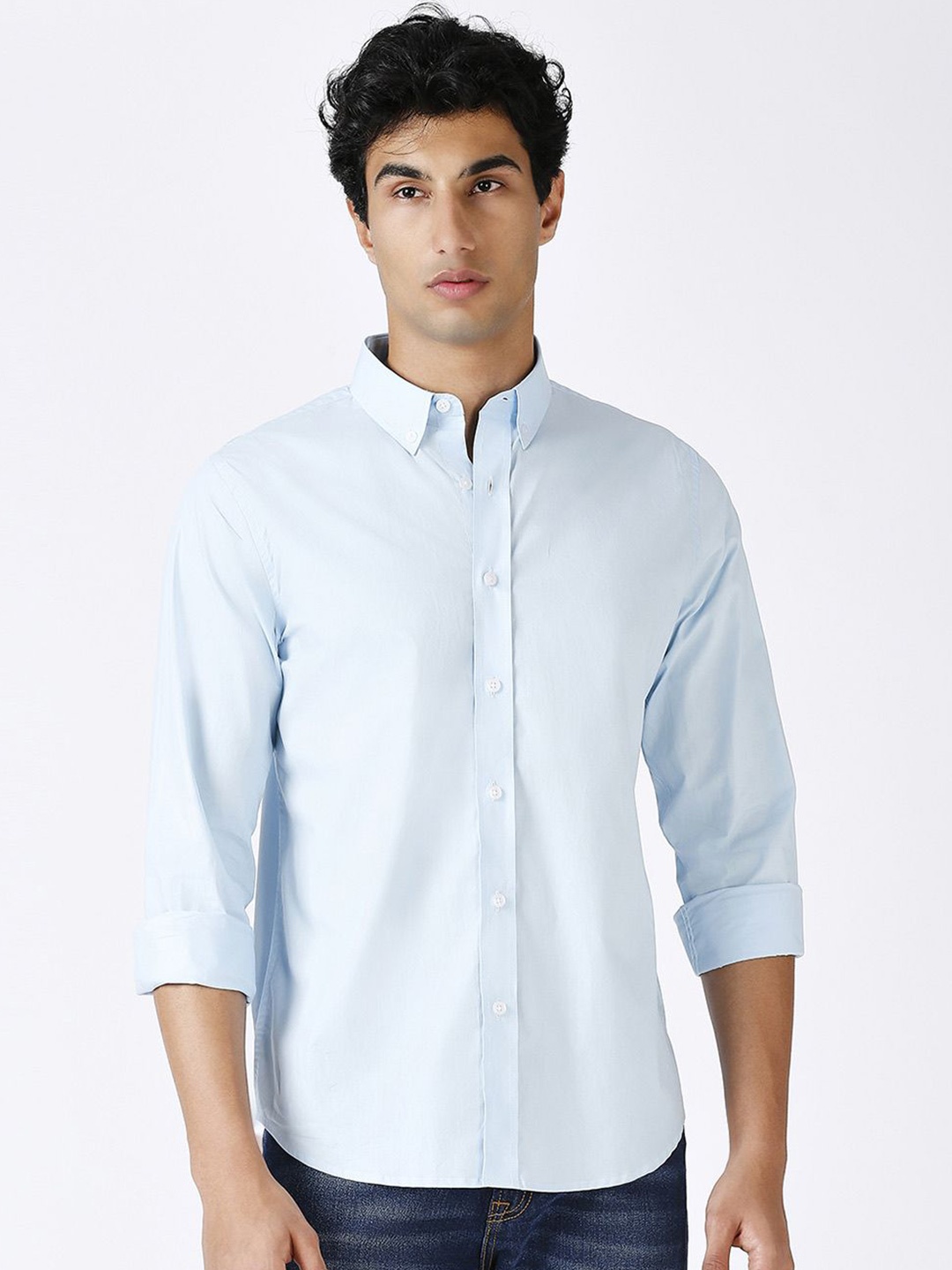

MARK & ALBERT Men Slim Fit Opaque Casual Shirt, Blue