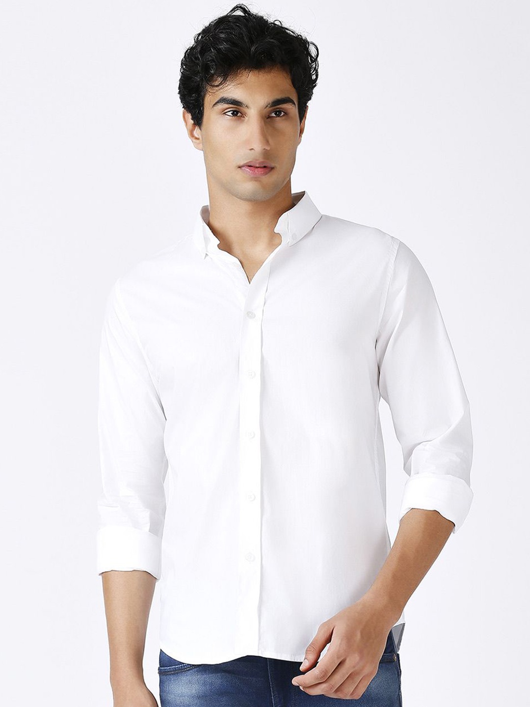 

MARK & ALBERT Men Slim Fit Opaque Casual Shirt, White