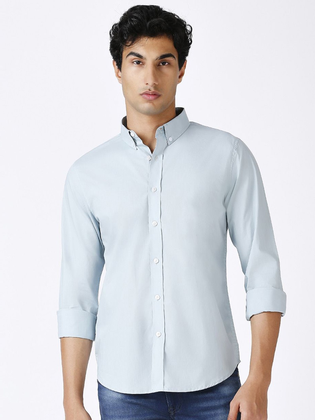 

MARK & ALBERT Men Slim Fit Opaque Casual Shirt, Green