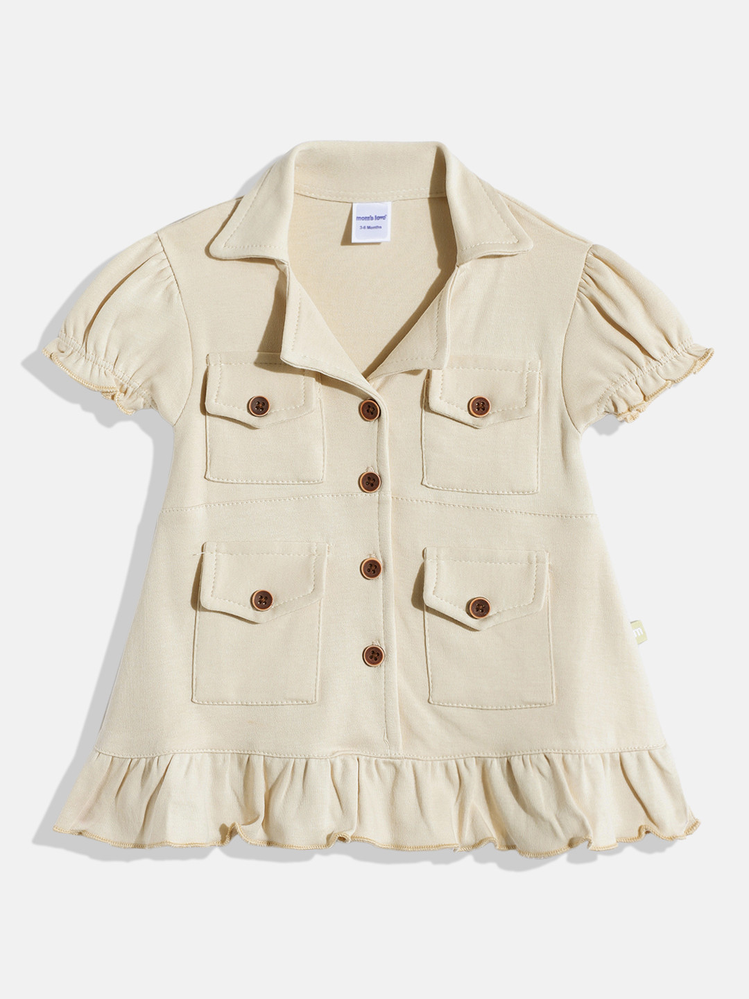 

Moms Love Infant Girls Pure Cotton A-Line Dress With Dress, Beige