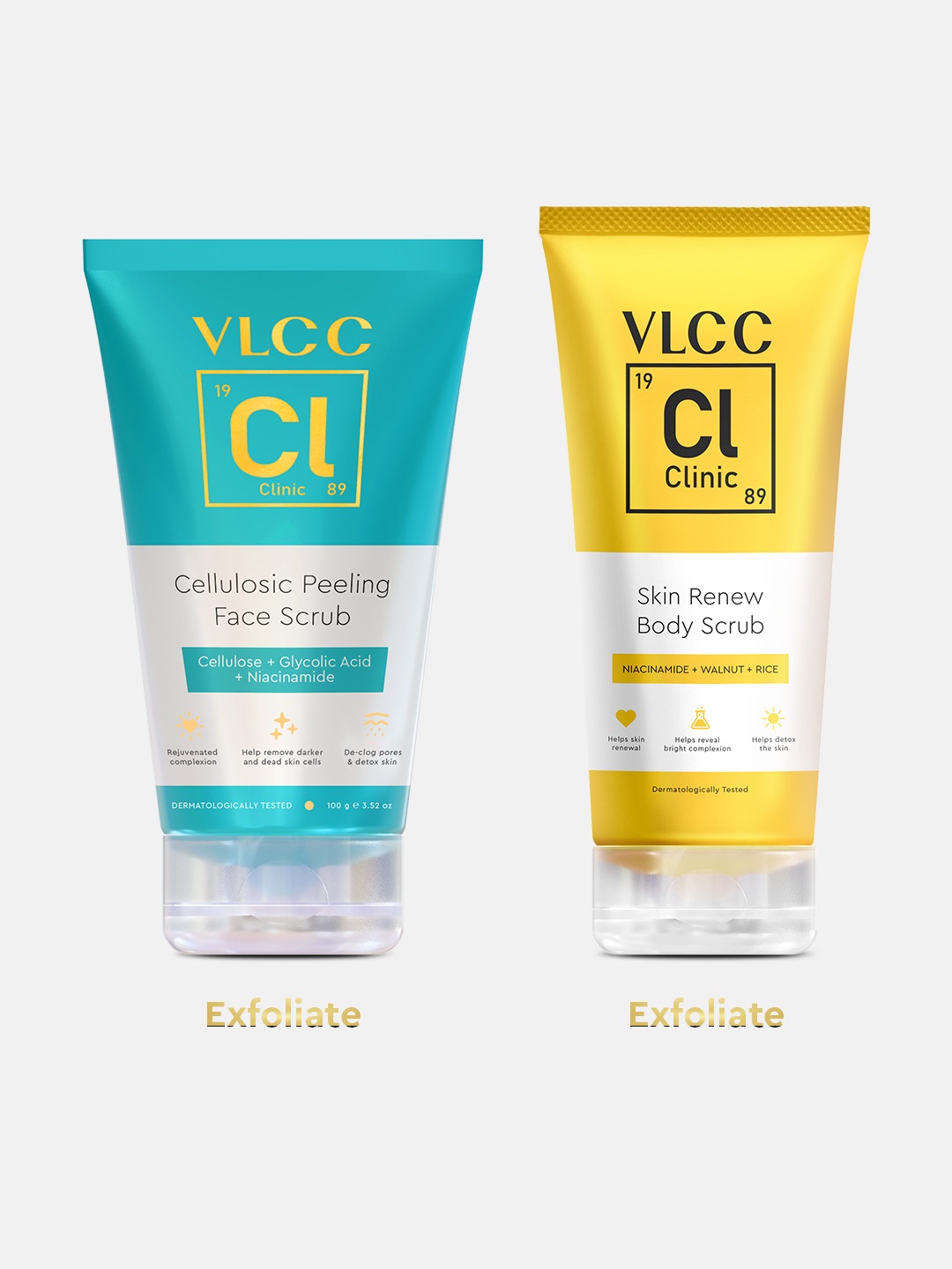 

VLCC Clinic Peel & Exfoliate Skin Renew Face & Body Scrub Combo, Yellow