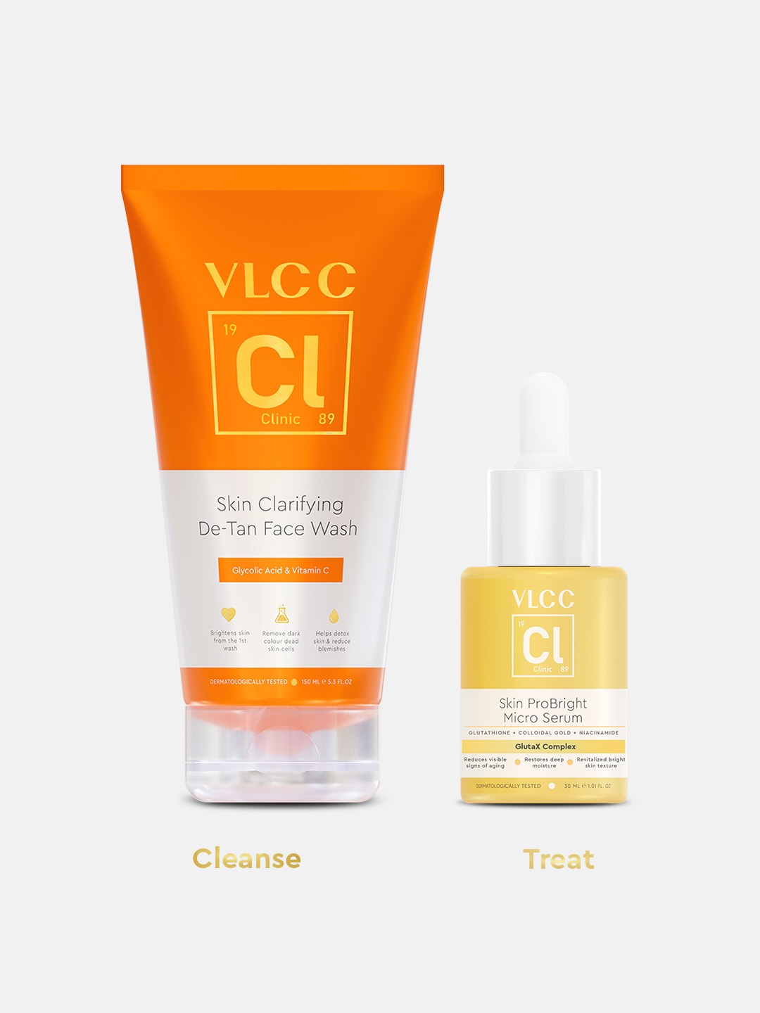 

VLCC Clinic Double Action De tan Facewash & Serum Combo, Yellow