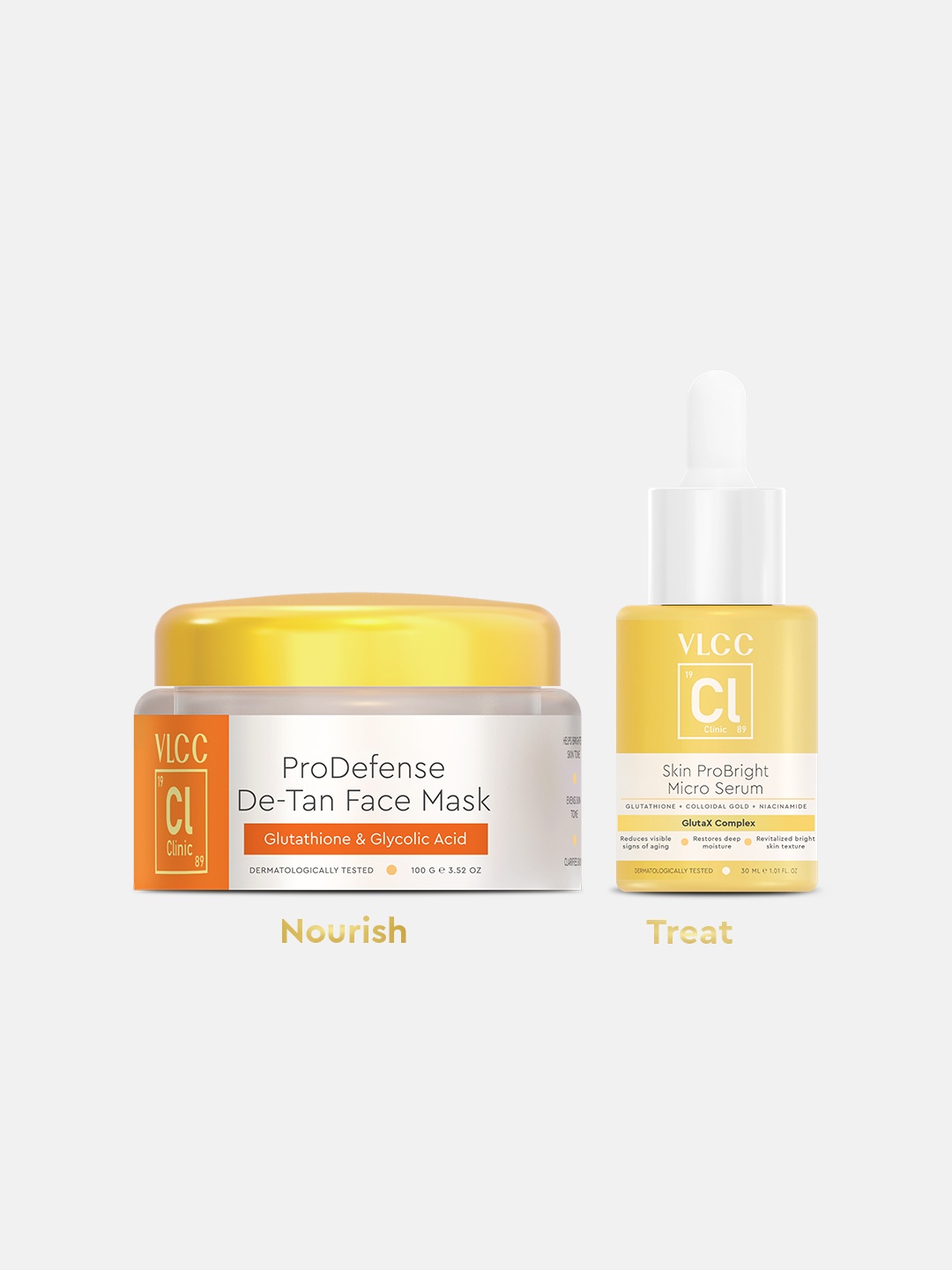 

VLCC Clinic Gluta Bright Detan Serum & Mask Combo, Yellow