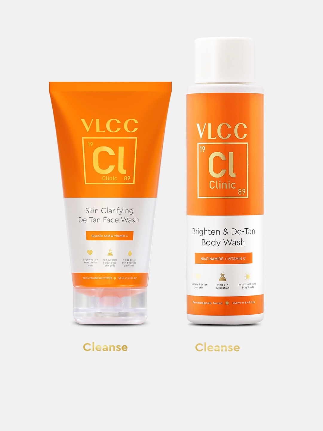 

VLCC Clinic Skin Clarifying and Brightening Face & Body Wash Combo, Orange