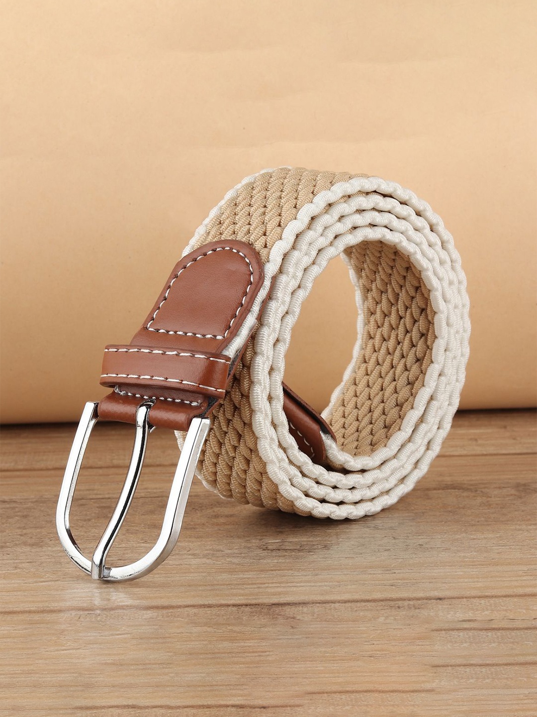 

WINSOME DEAL Men Textured Belt, Beige