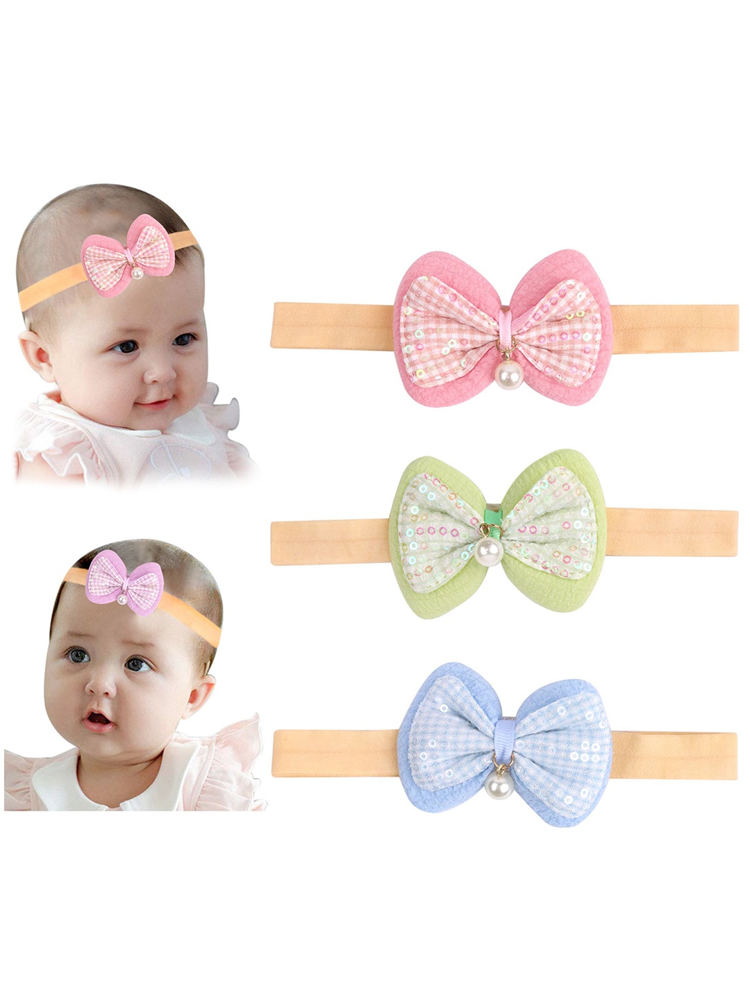 

Softwrap Women Set of 3 Embellished Hairband, Blue