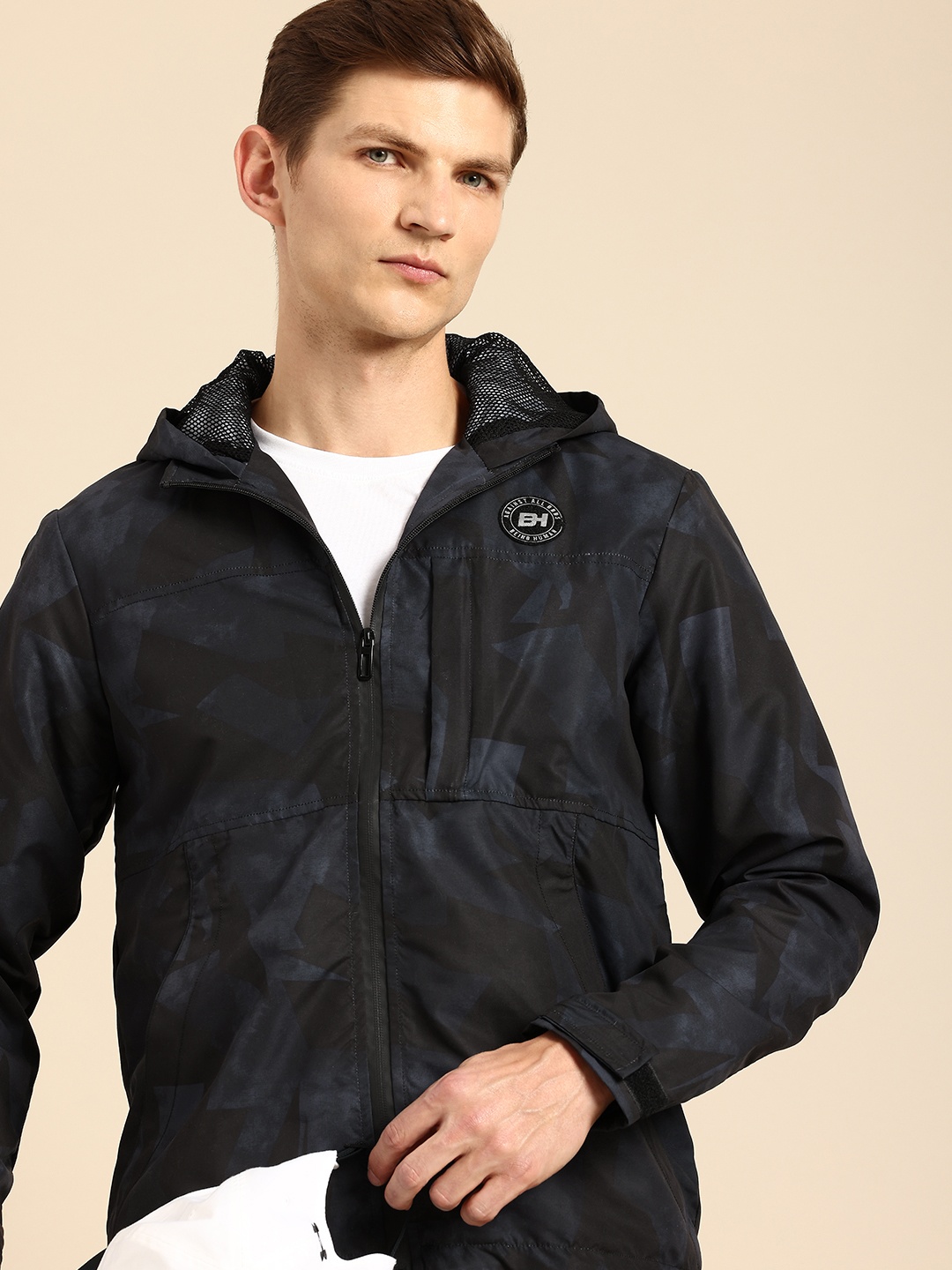 

Being Human Abstract Printed Jacket, Black