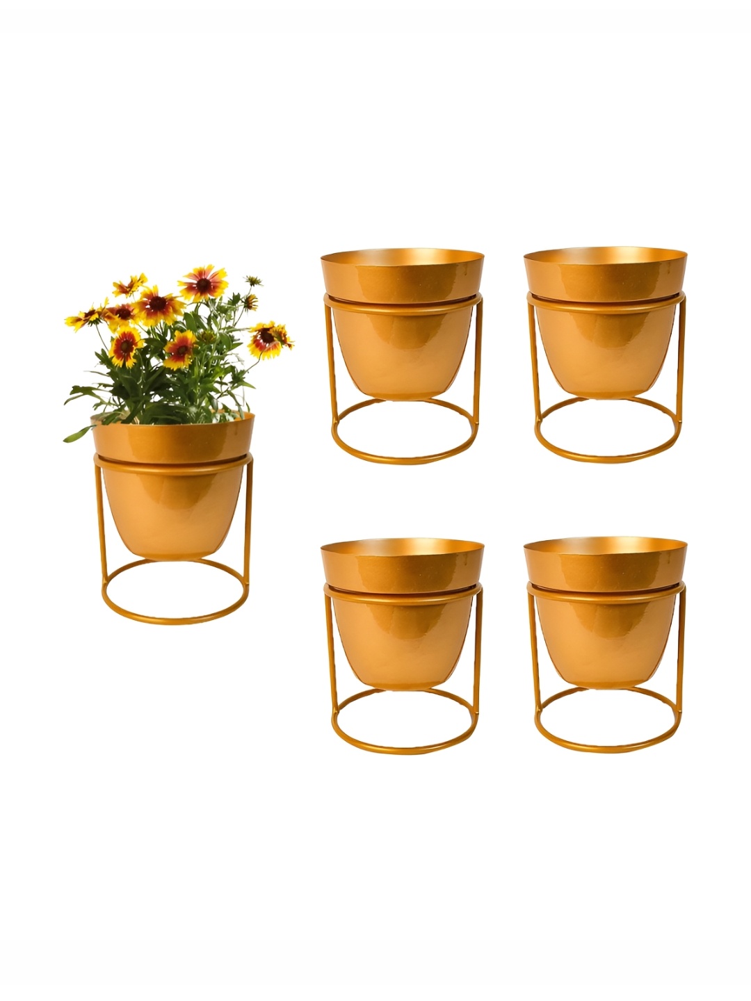 

Kuber Industries 5-Pcs Brown Metal Planter with holder