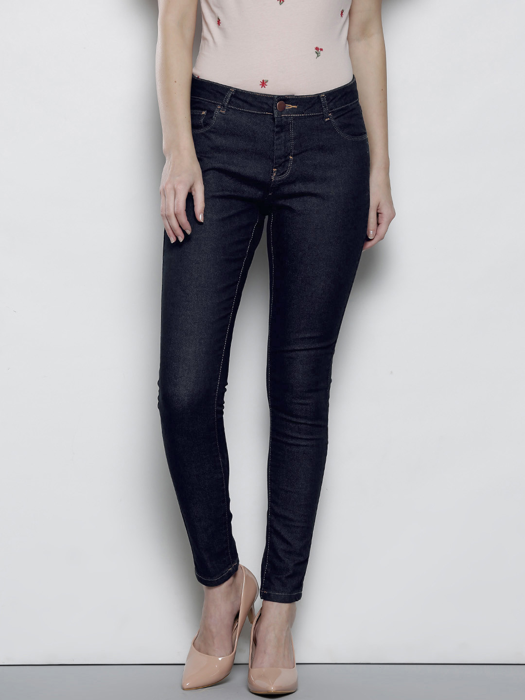 

DOROTHY PERKINS Women Navy Blue Skinny Fit Mid-Rise Clean Look Stretchable Jeans