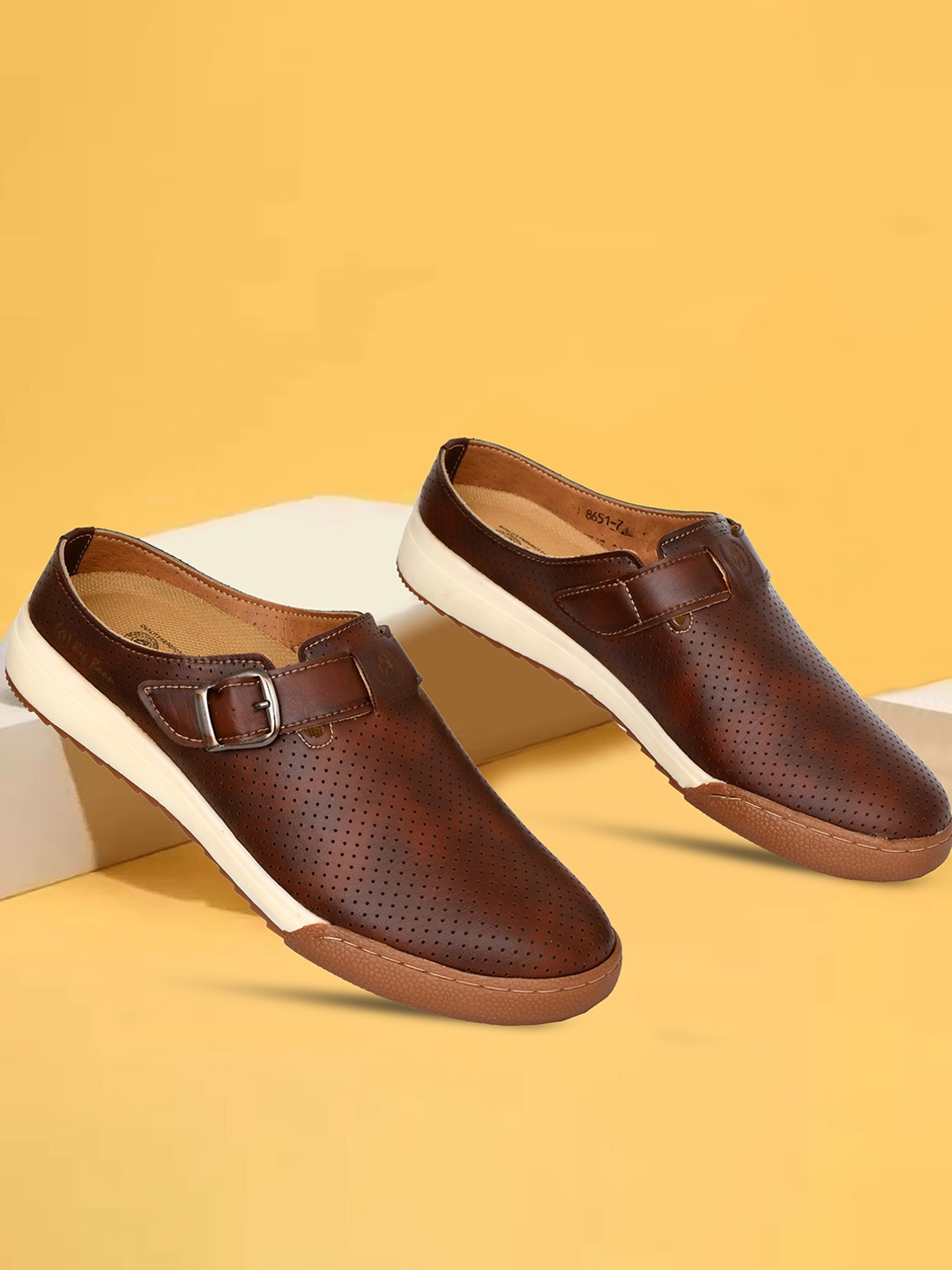 

Big Boon Men Perforations Slip-On Sneakers, Brown