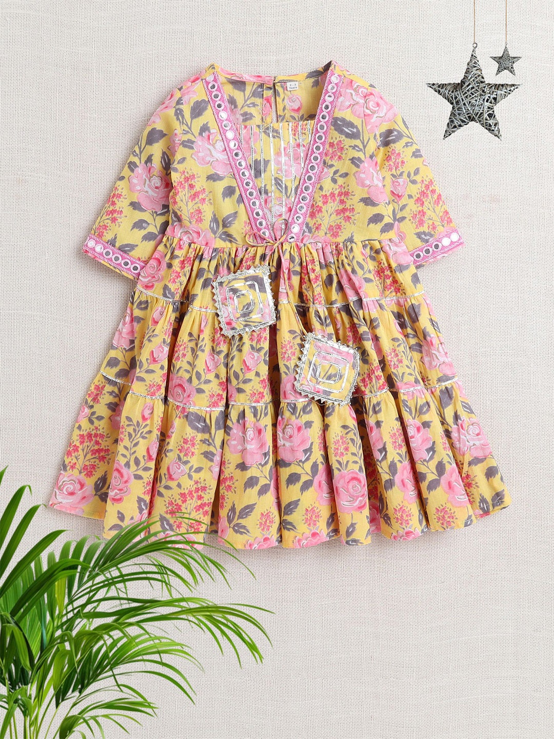 

The Magic Wand Floral Print Fit & Flare Dress, Yellow