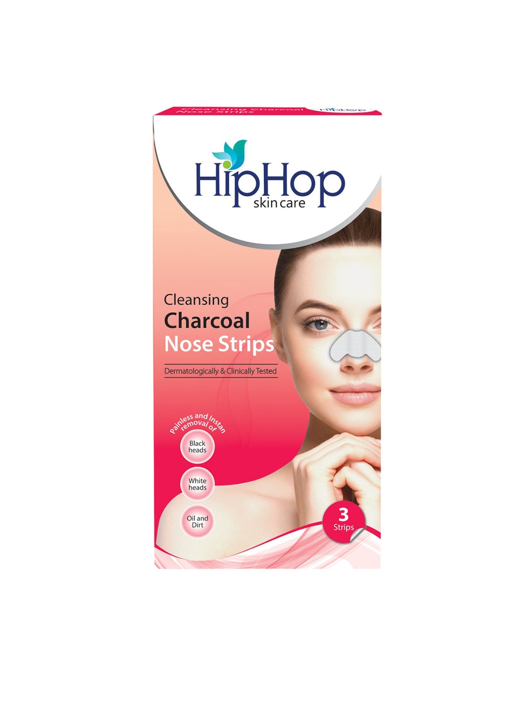 

HipHop Skincare Women Cleansing Charcoal Nose Strips for Black Heads - 3 Strips, Red