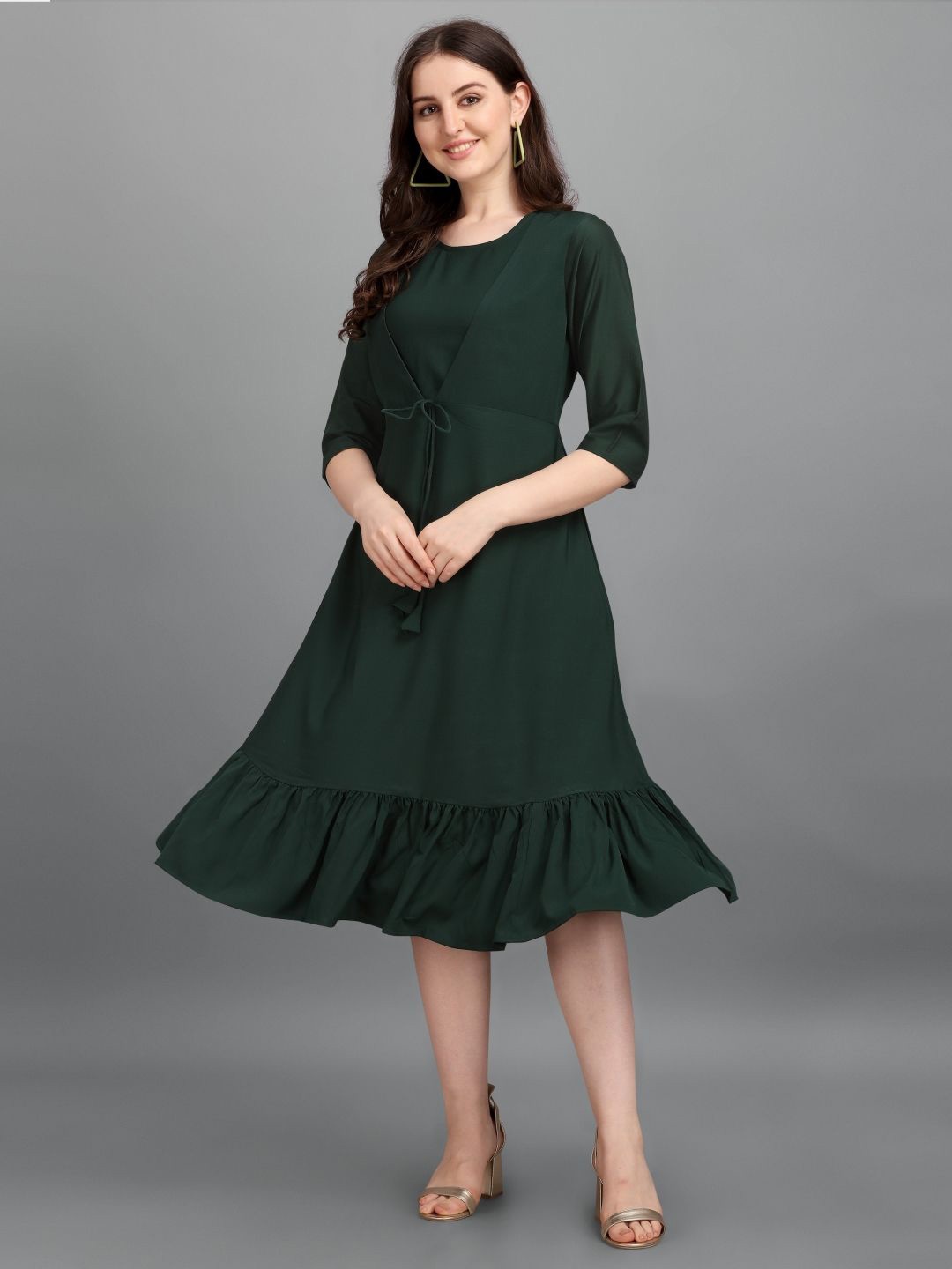 

BAESD Crepe Fit & Flare Midi Dress, Green