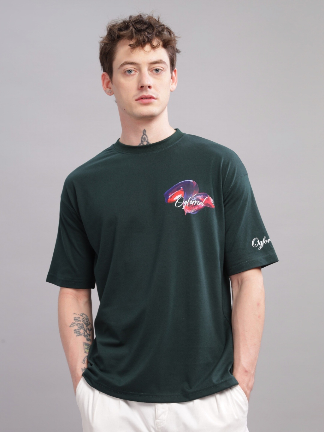 

OG For Real Men Applique T-shirt, Green