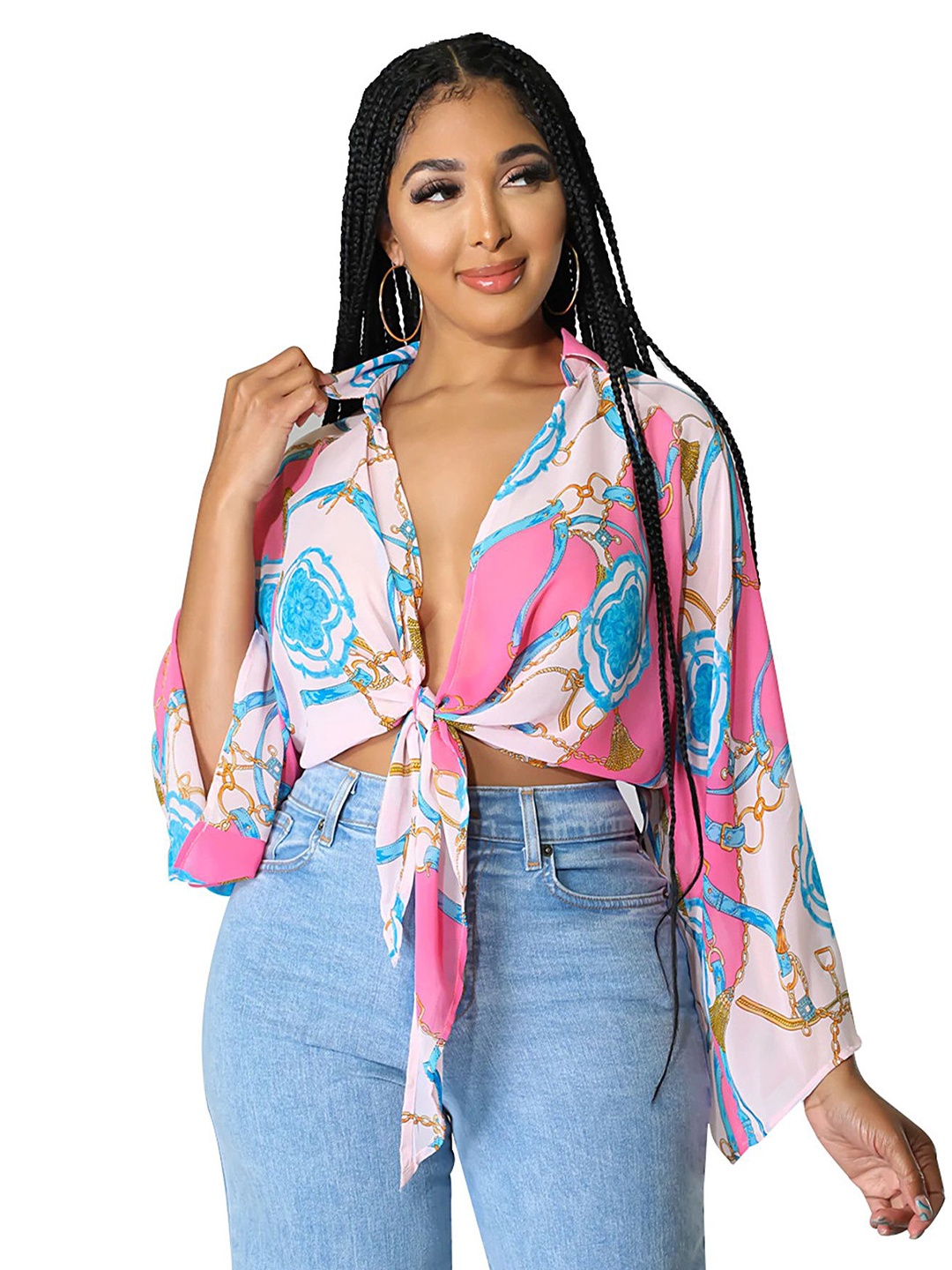 

LULU & SKY Floral Print Shirt Style Top, Pink