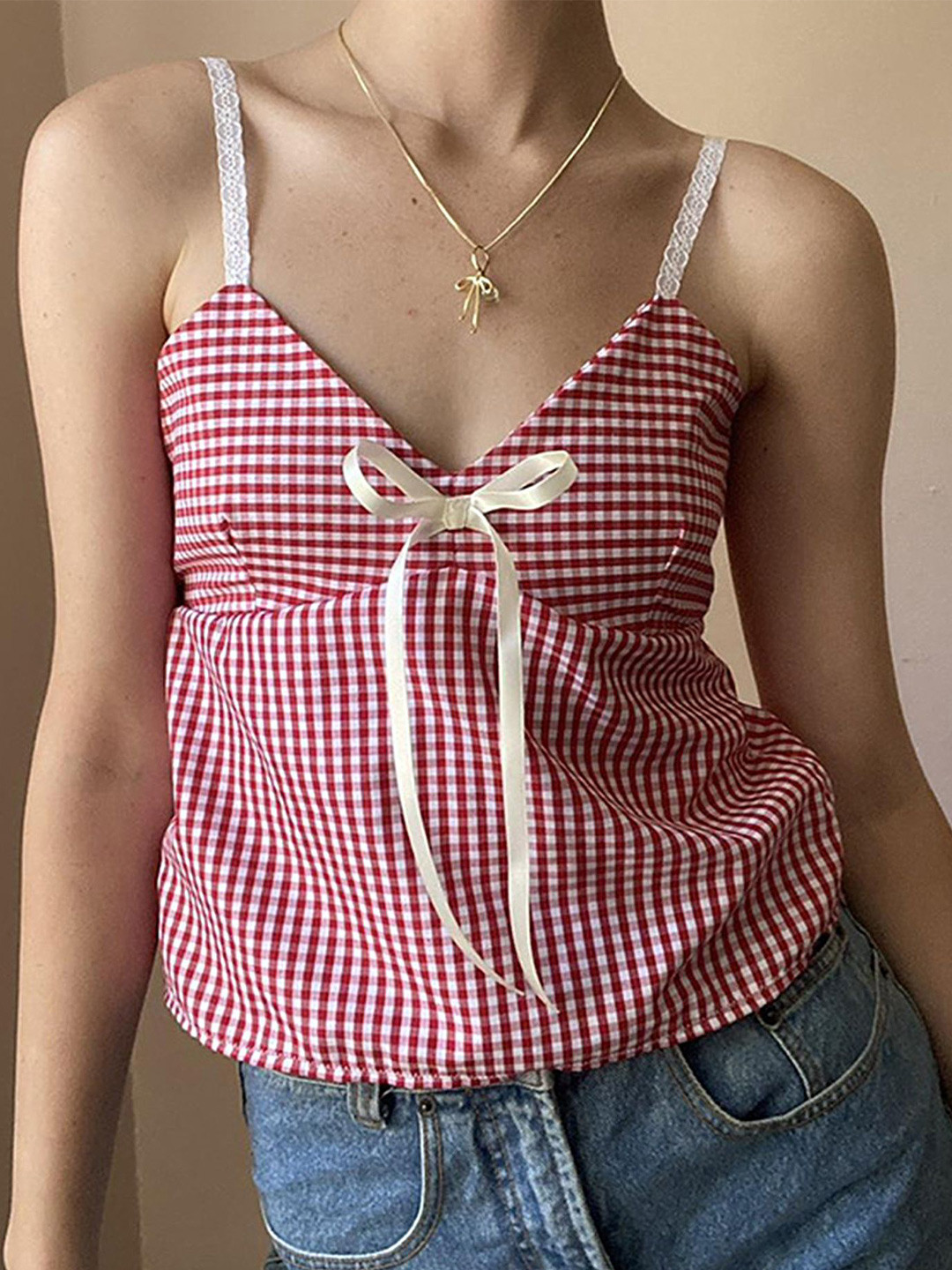 

LULU & SKY Checked Top, Red