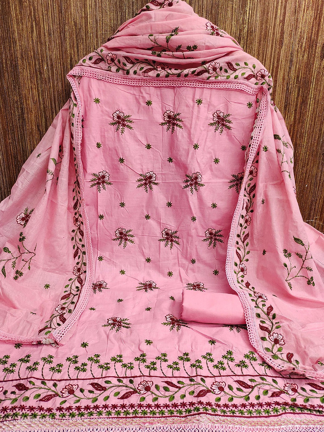 

Panzora Embroidered Unstitched Dress Material, Pink