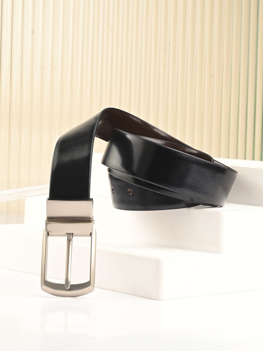 

CLOG LONDON Men Leather Reversible Formal Belt, Black