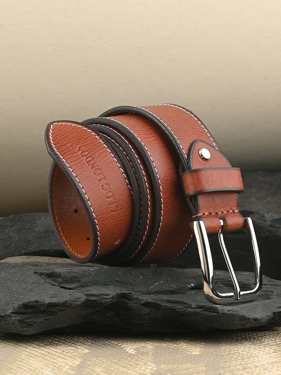 

CLOG LONDON Men Leather Belt, Brown