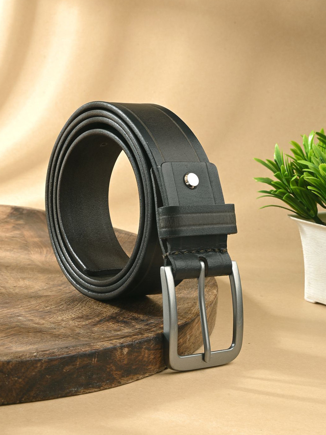 

CLOG LONDON Men Leather Formal Belt, Black