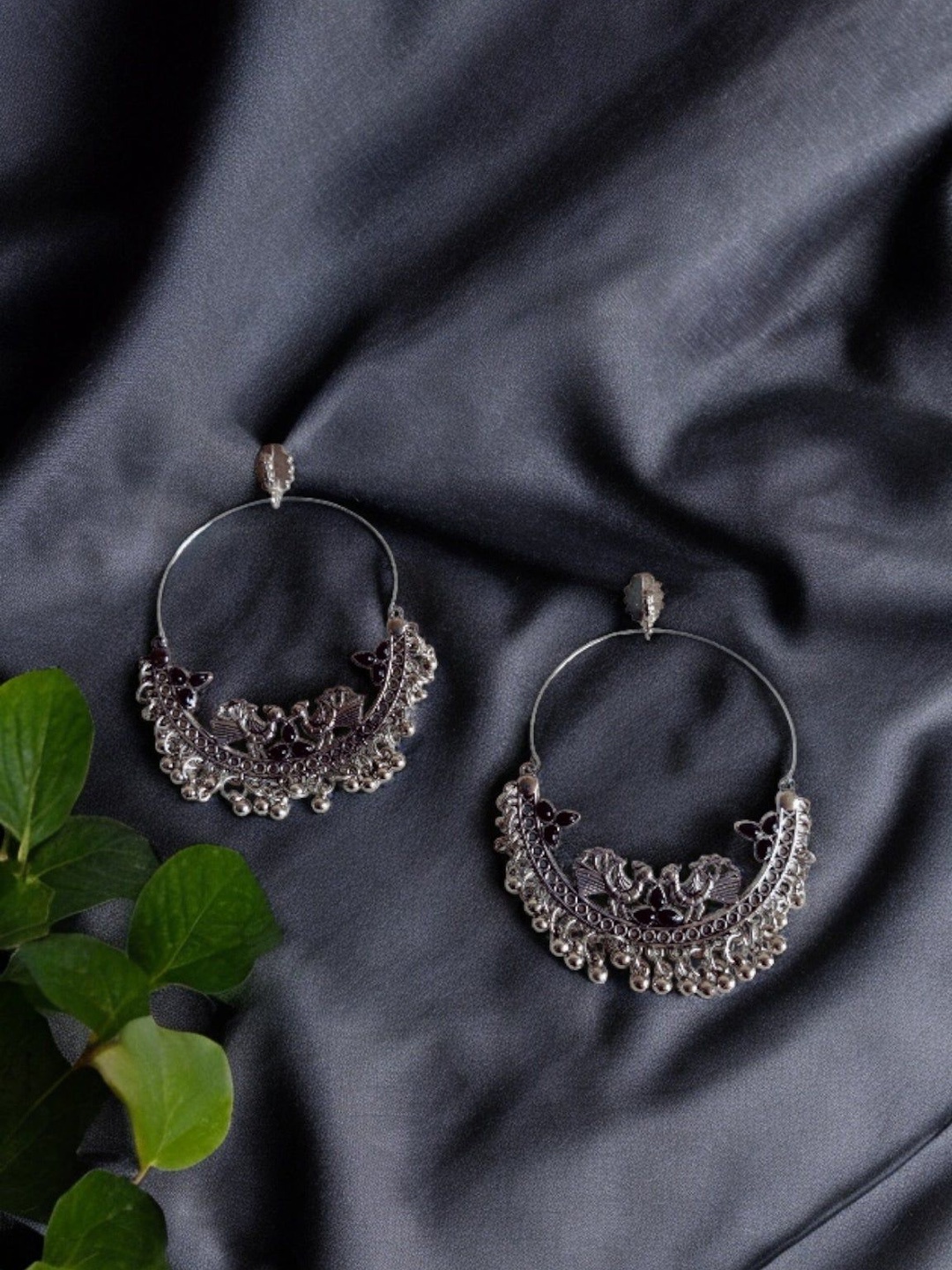 

Niska Contemporary Chandbalis Earrings, Silver