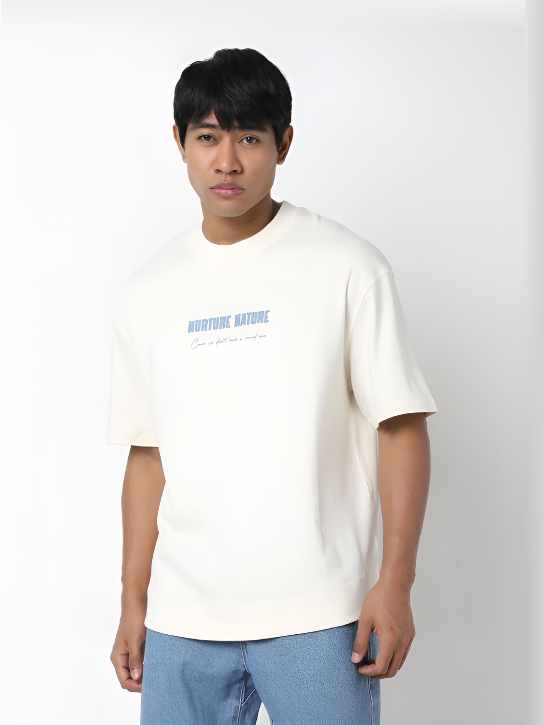 

R&B Men Typography Printed Hooded T-shirt, White