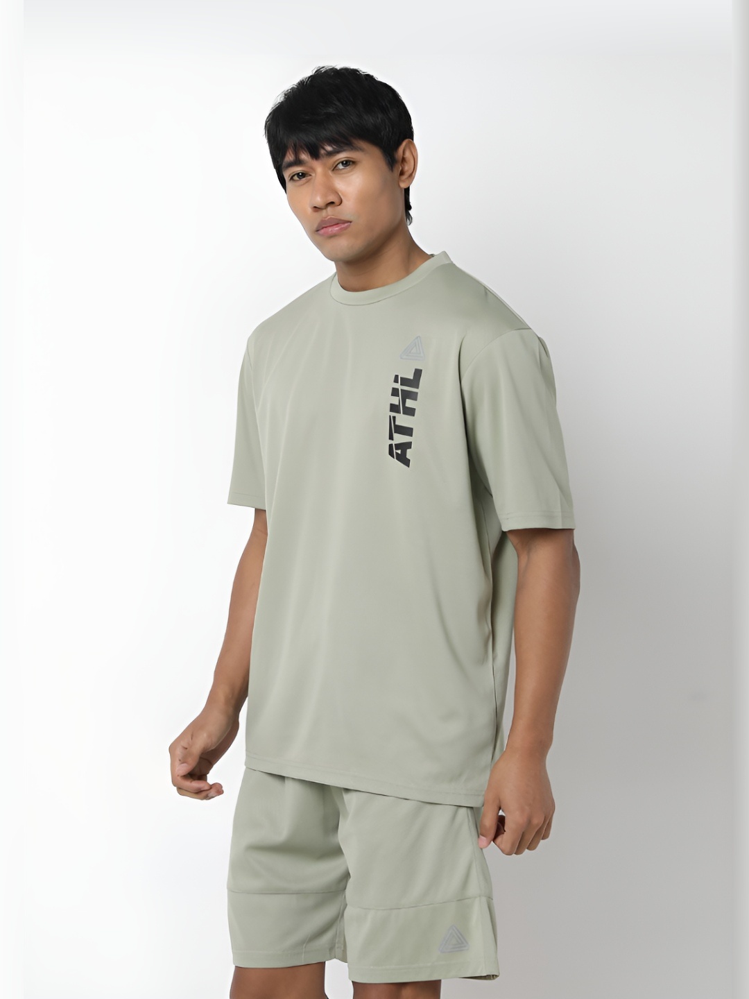 R&B Men Typography Applique T-shirt, Green