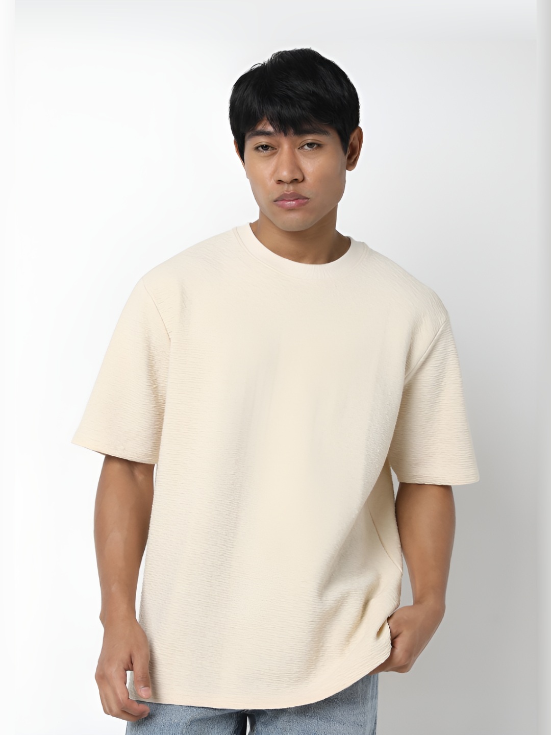 

R&B Men Raw Edge T-shirt, Beige