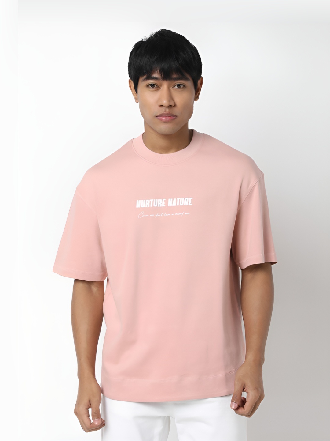 

R&B Men Typography Extended Sleeves T-shirt, Pink