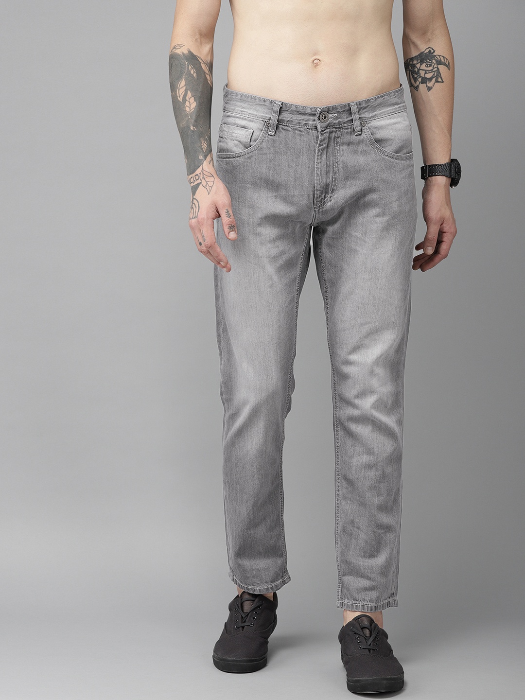 Roadster Men Grey Slim Fit Mid-Rise Clean Look Stretchable Jeans
