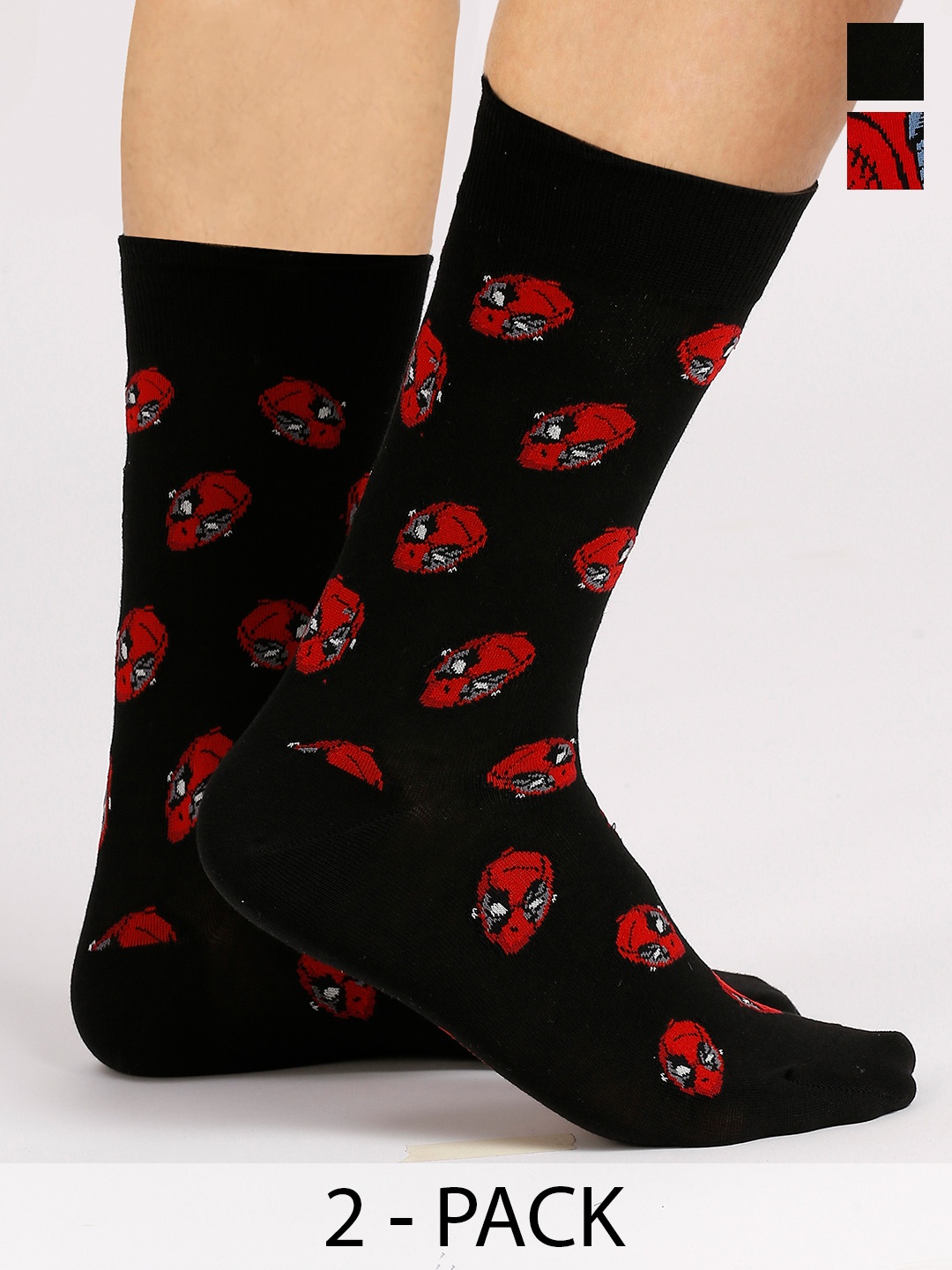 

Balenzia x Marvel Men Pack Of 2 Printed Calf-Length Socks, Black