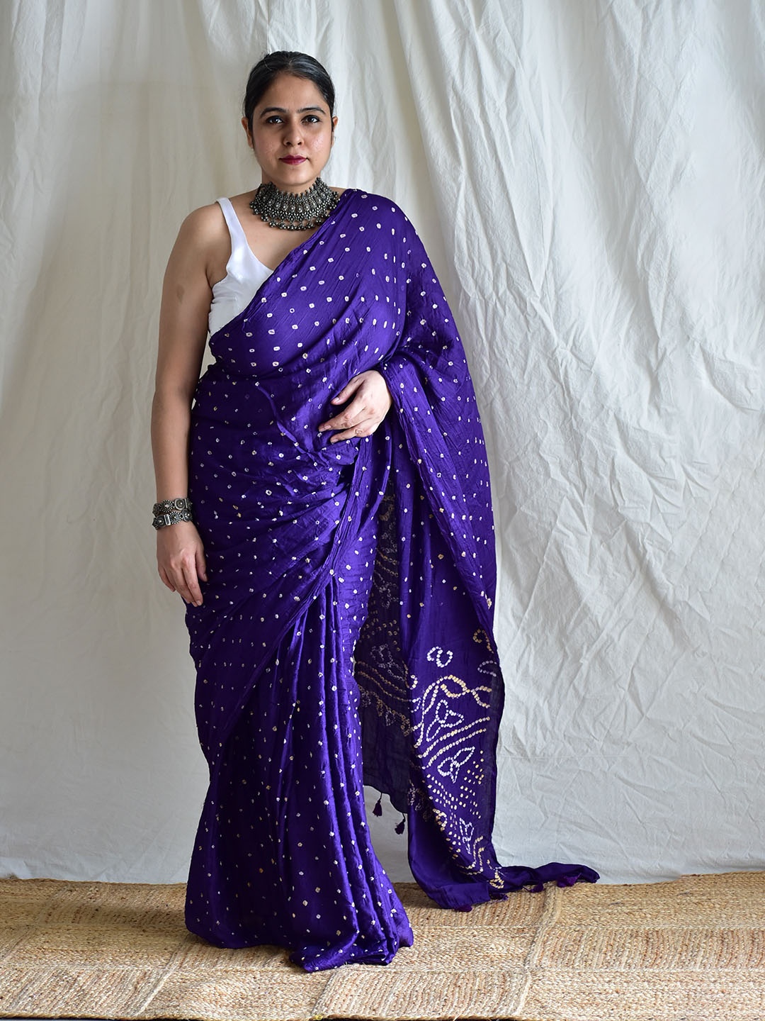 

Sundarii Bandhani Pure Cotton Bandhani Saree, Purple