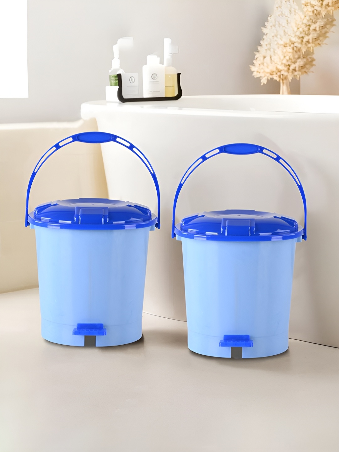 

Kuber Industries 2-Pcs Blue Plastic Pedal Dustbins- 7L Each