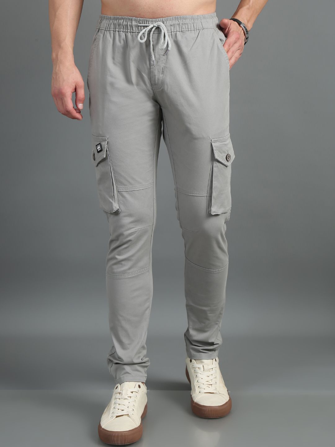 

PAUL STREET Men Urban Slim Slim Fit Cargos Trousers, Grey