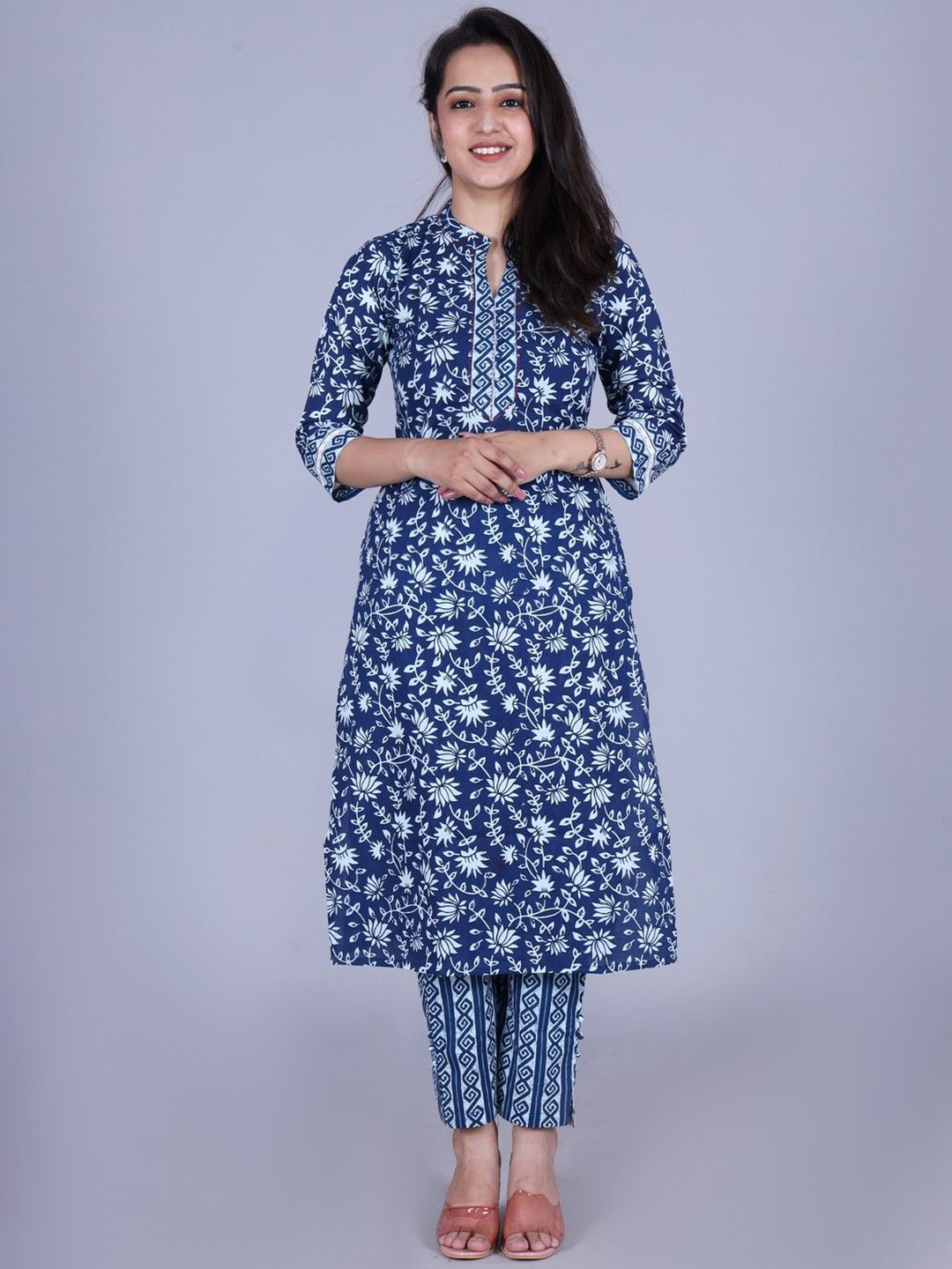 

JAIPURFAME Women Yoke Design Mirror Work Anarkali Kurta, Blue