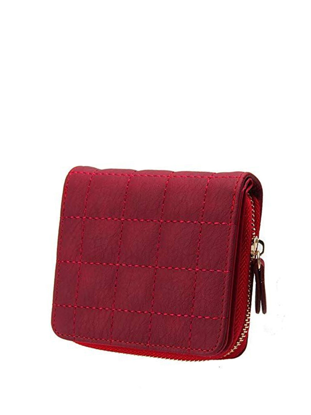 

Alexvyan Women Checked PU Two Fold Wallet, Red