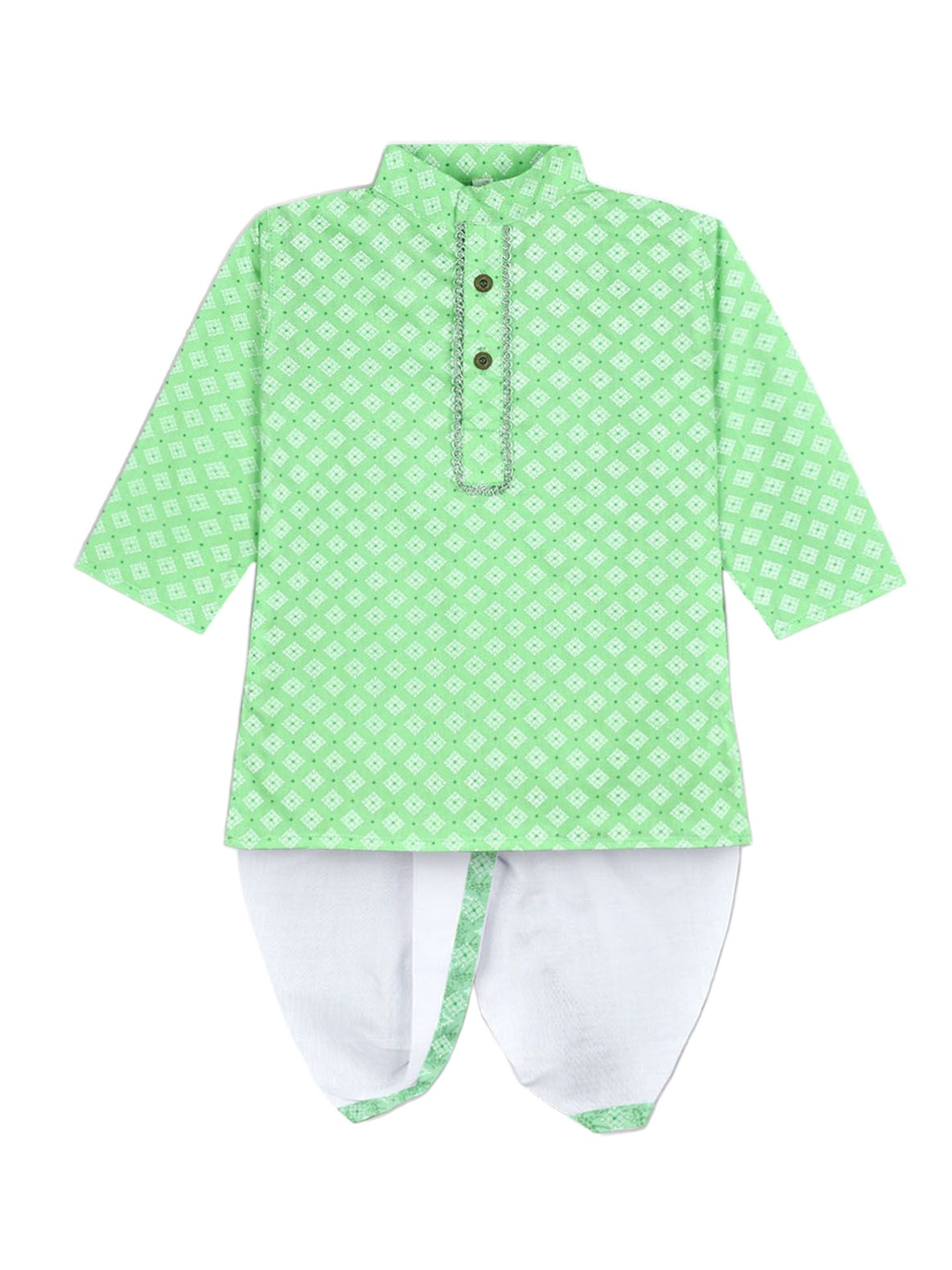 

BAESD Boys Ethnic Motifs Printed Regular Kurta with Dhoti Pants, Green
