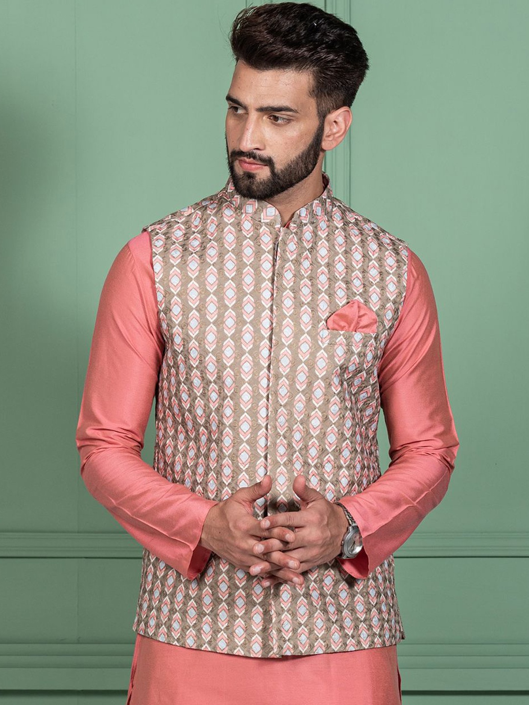 

Anouk Printed Nehru Jackets, Cream